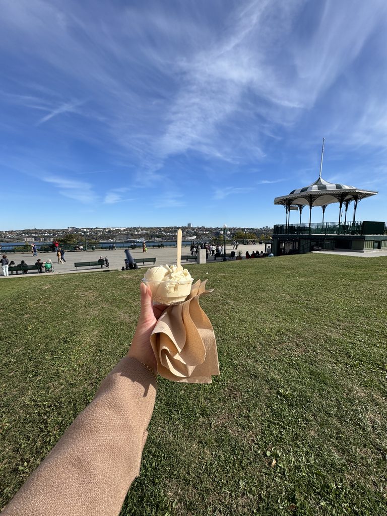 Gelato overlooking a sunny park and city view