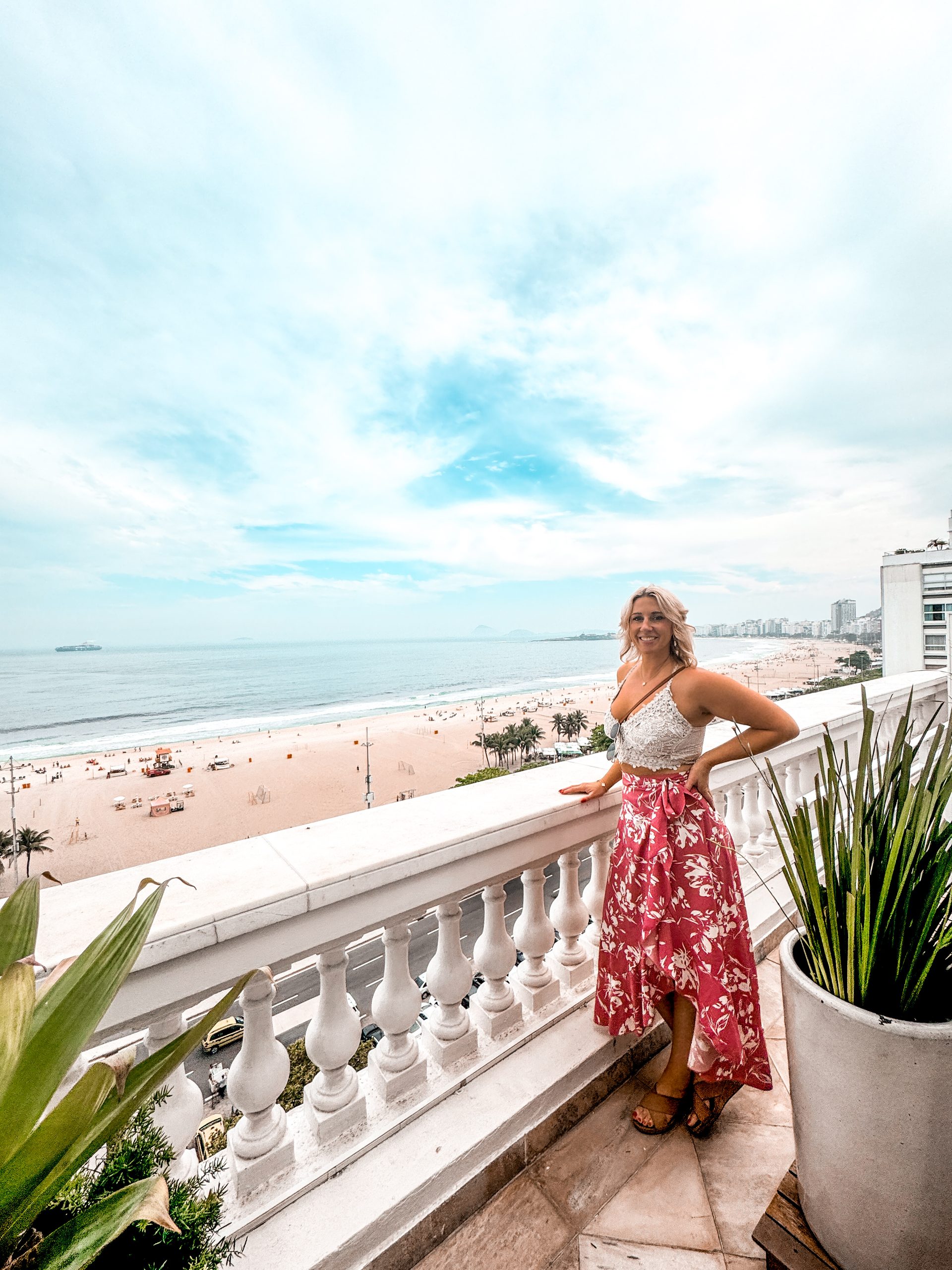 Travel advisor Amanda Dante overlooking Copacabana Beach in Rio de Janeiro