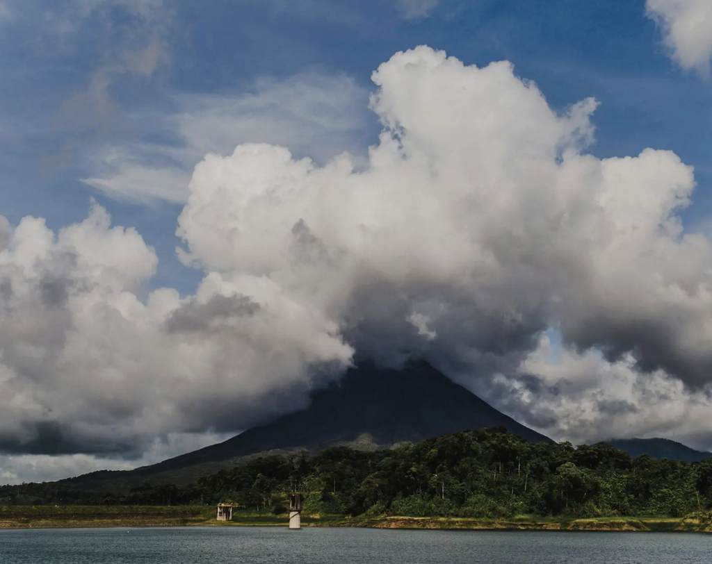 Rincón de la Vieja volcano in Guanacaste, Costa Rica, surrounded by lush rainforest